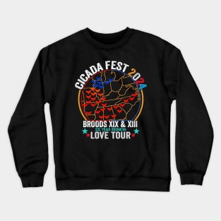 Vintage Cicada Fest Brood 2024 Tsunami Phenomenon Brood XIX Brood XIII Year Of The Cicada 2024 ussa flag Crewneck Sweatshirt